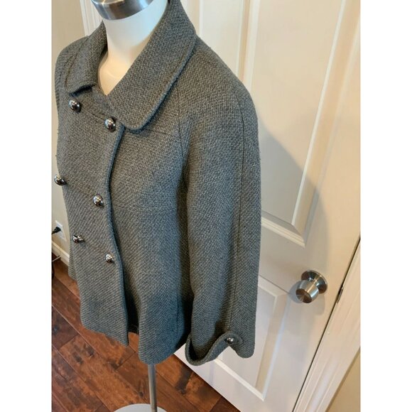 Gerard Darel Gray Wool Tweed Pea Coat, Size 8 (US), 40 (FR) - Picture 3 of 7